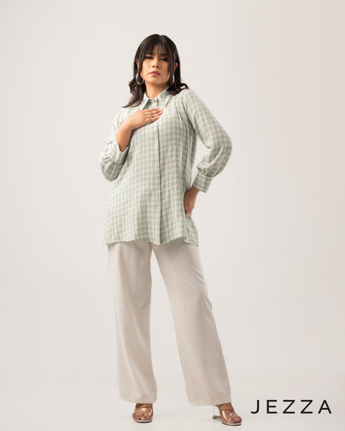 Relaxed below hip Cotton Shirt Top 62801